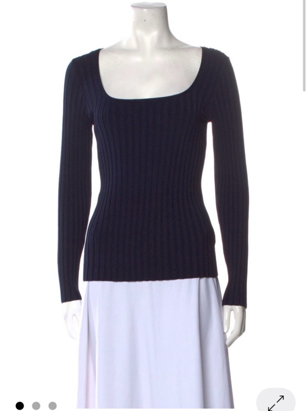 Veronica Beard Black Ribbed Square-Neck Sweater